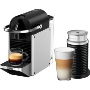 De'Longhi Pixie Nespresso Capsule Coffee Machine (Silver u0026 Aeroccino3)